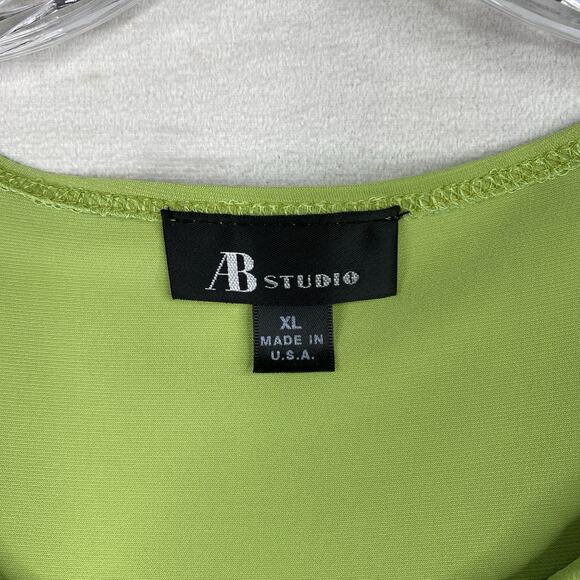 AB Studio Top Womens XL Green Y2k 90s Faux Wrap USA Made Jeweled Sleeveless NWT - Picture 4 of 10